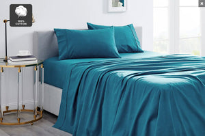 Ovela Cotton Flannelette Bed Sheet Set (Single, Teal)