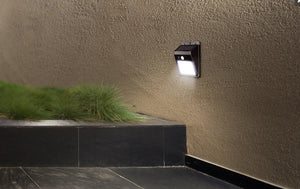 Solar Powered Wall Mounted Motion Sensor LED Light (Black, Vasto) - 2 Pack
