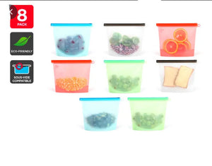 Ovela Silicone Eco-Friendly Zip Bags (8 Pack)