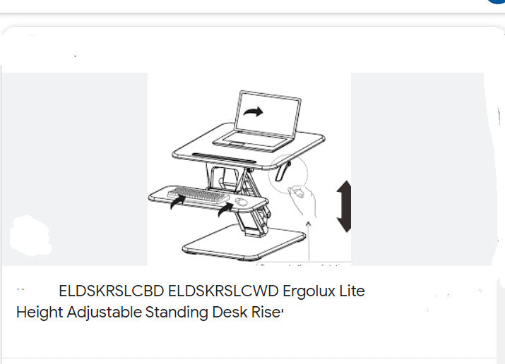 Ergolux Lite Height Adjustable Sit Stand Desk Riser (Compact)