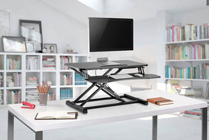 Ergolux Pro Height Adjustable Sit Stand Desk Riser (Black, Medium)