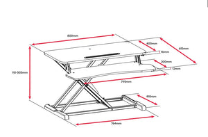 Ergolux Pro Height Adjustable Sit Stand Desk Riser (Black, Medium)