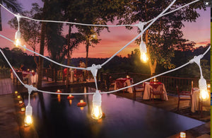 Outdoor Festoon String Christmas Lights with LED Filament Bulb (White 20m)