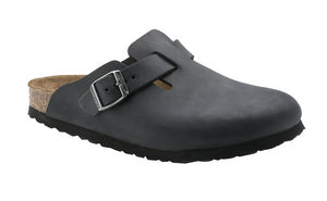 Birkenstock Boston Oiled Leather Clog Sandal (Black, Size 42 EU)