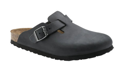 Birkenstock Boston Oiled Leather Clog Sandal (Black, Size 42 EU)