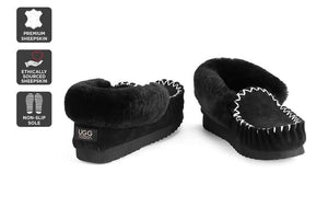 OUTBACK UGG MOCCASINS - PREMIUM SHEEPSKIN (BLACK SIZE 9M / 10W US)