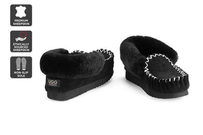 OUTBACK UGG MOCCASINS - PREMIUM SHEEPSKIN (BLACK SIZE 11M / 12W US)