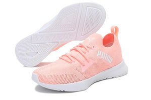 PUMA WOMEN'S FLYER RUNNER ENGINEER KNIT (ELEKTRO PEACH/PUMA WHITE SIZE 9.5US)