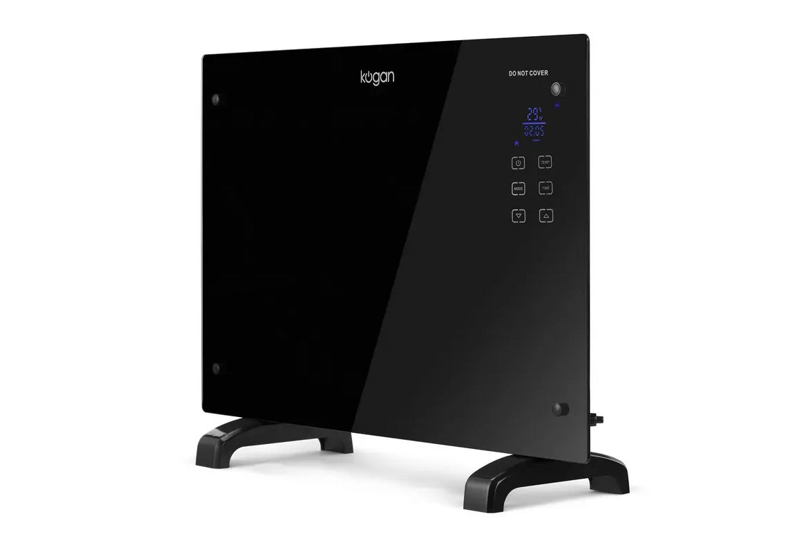 Kogan 1500W Black Glass Portable Electric Panel Heater