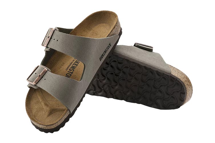 BIRKENSTOCK ARIZONA BIRKO-FLOR NUBUCK REGULAR FIT SANDAL (STONE SIZE 41 EU)