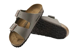 BIRKENSTOCK ARIZONA BIRKO-FLOR NUBUCK REGULAR FIT SANDAL (STONE SIZE 41 EU)