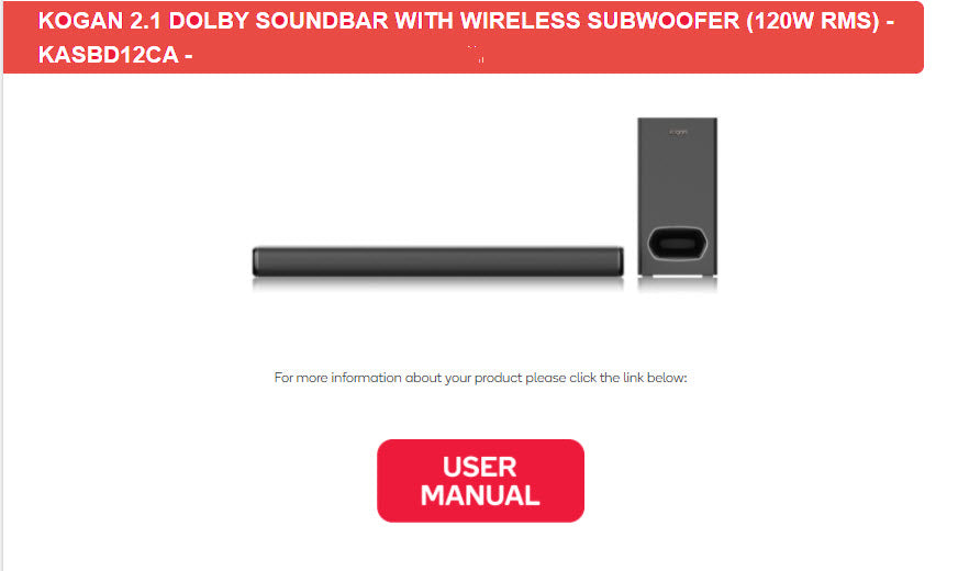 Kogan 2.1 Dolby Soundbar with Wireless Subwoofer (120W)