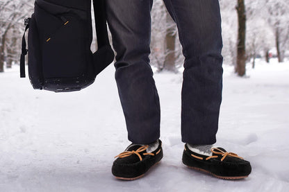 Outback Ugg Moccasins Tirari - Premium Sheepskin (Black, Size 4M / 5W US)