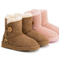 Outback Ugg Boots Kids Button - Premium Double Face Sheepskin - Pink - 26 EU