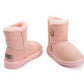 Outback Ugg Boots Kids Button - Premium Double Face Sheepskin - Pink - 26 EU
