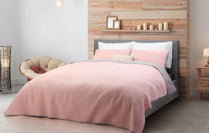 Ovela Hazel Embossed Reversible Coverlet Set (Pink/Silver)