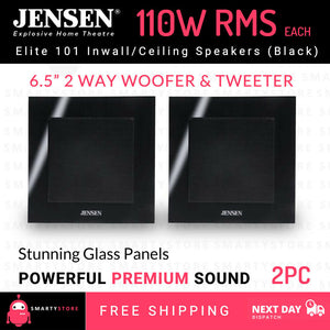 Jensen Elite-101 In wall Ceiling speakers 6.5” 2 Way 110W RMS Black Glass Panels - Refurbished Speaker at Tydi NZ