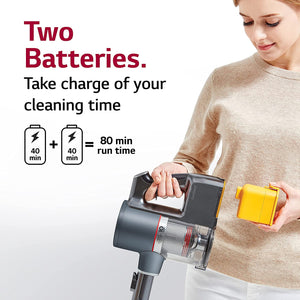 LG Cordzero A9 Ultimate, Two Batteries, for Hard-Floor, Carpet, Mattress, Couch, Car , Matte Grey