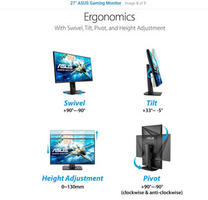 ASUS VG278QR 27" Full HD Gaming Monitor , G-Sync Compatible , 0.5ms Response time , 165Hz,