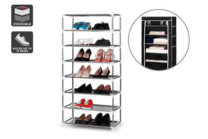 Ovela Stackable Shoe Rack and Storage Wardrobe (Black)