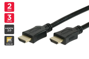 Ultra HD High Speed HDMI Cable 2.0 With Ethernet (3m) - 2 Pack