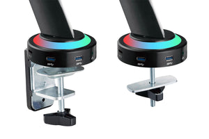 Full Motion Spring-Assisted RGB Gaming Monitor Mount with USB Hub (Single)