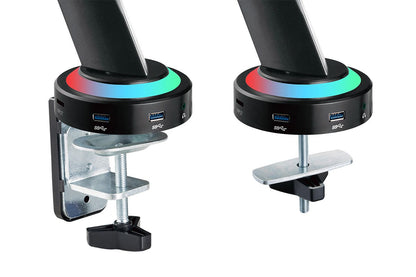 Full Motion Spring-Assisted RGB Gaming Monitor Mount with USB Hub (Single)