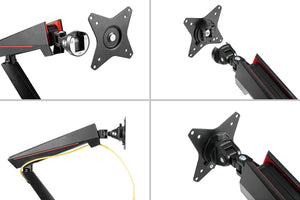 Full Motion Spring-Assisted RGB Gaming Monitor Mount with USB Hub (Single)