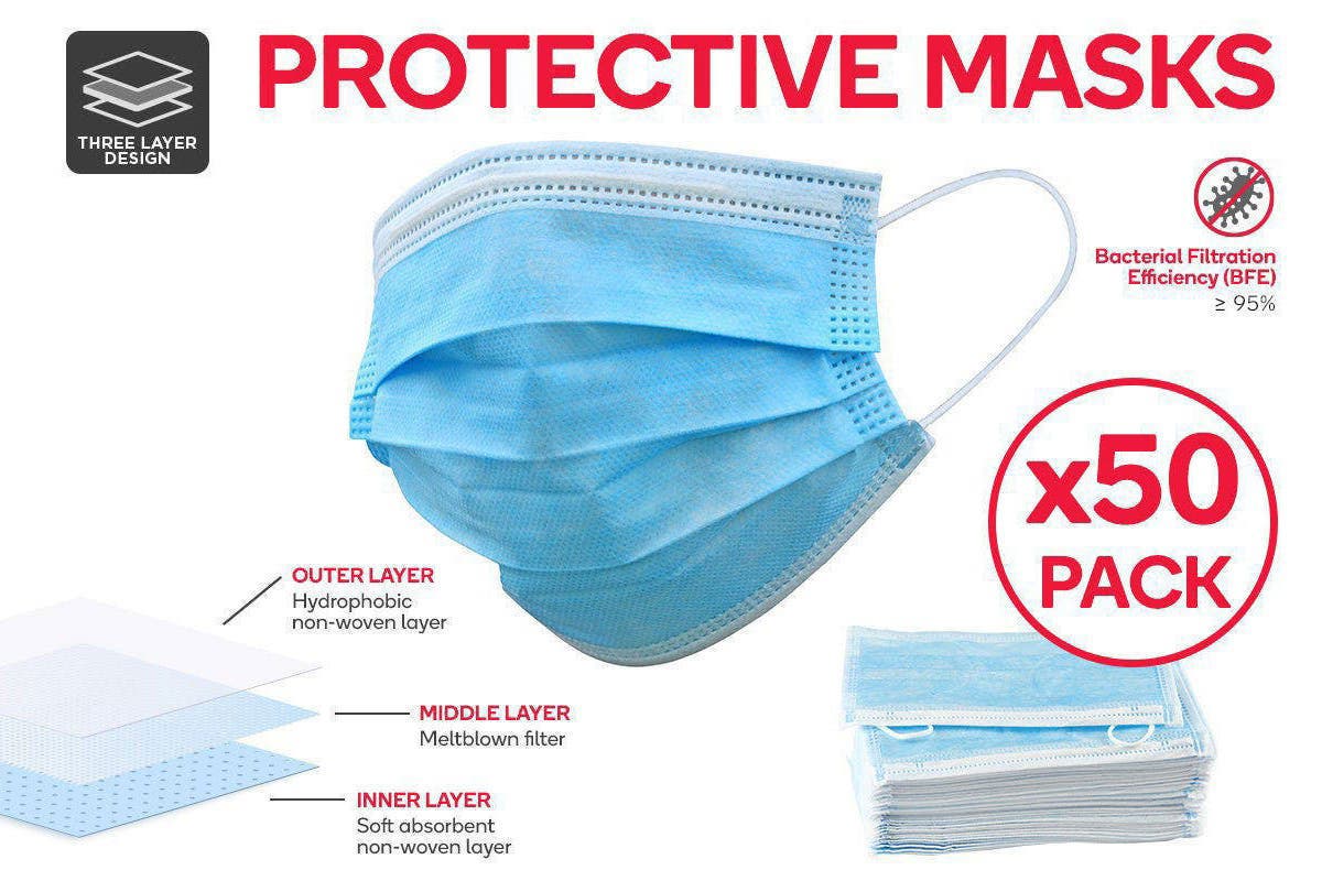 3 Ply Medical Protective Disposable Face Mask (50 Pack)