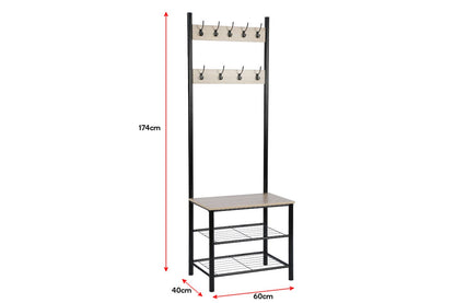 Ovela Hallway 9 Hook Coat Rack (Black)