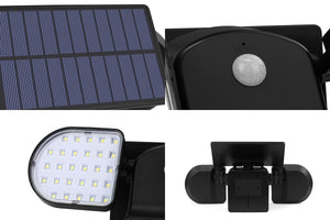Solar Powered Motion Sensor Dual Head LED Flood Light (2000mAh)