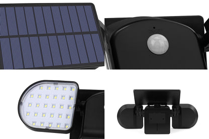 Solar Powered Motion Sensor Dual Head LED Flood Light (2000mAh)