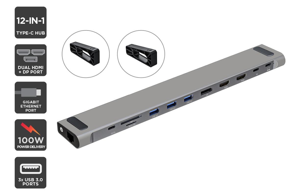 Kogan Dual 4K 30Hz HDMI 12-in-1 USB C PD Hub Pro (Space Grey) - Refurbished Electronics at Tydi NZ