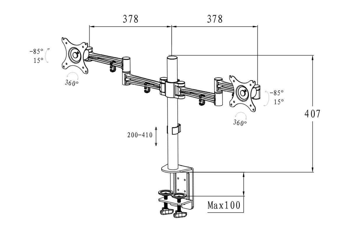 Kogan Articulating Dual Monitor Mount (Anzio Series - Black)