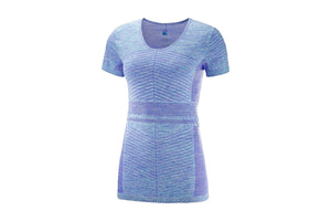 Salomon Elevate Move'On Short Sleeve Tee Women's (Purple Opu/Blue, Size Medium)