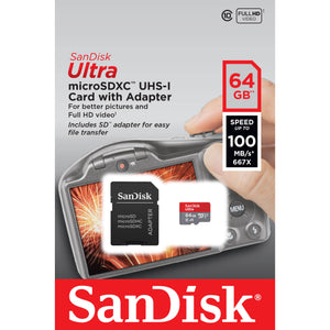 SanDisk Ultra microSD microSDXC UHS-I 64GB w/ SD Card Adapter x2
