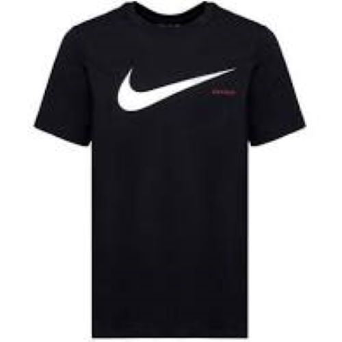 NIKE DRI-FIT SWOOSH BOY'S TRAINING T-SHIRT (BLACK/WHITE SIZE S)