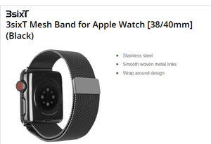 3SIXT 3sixT Mesh Band for Apple Watch [38/40mm] (Black)