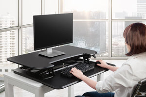 Ergolux Pro Height Adjustable Sit Stand Desk Riser (Small , Black)