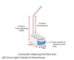 Certa Self-Watering Pot Plant with LED Grow Light