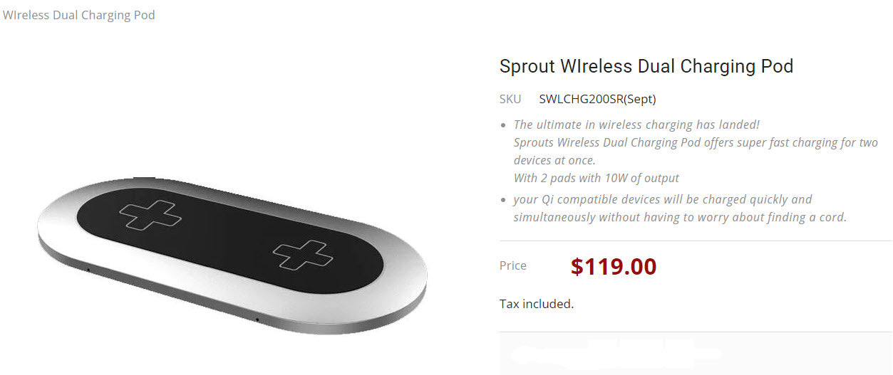 Sprout Wireless Dual Charging Pod