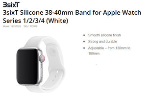 3SIXT Silicone Band for Apple Watch [38/40mm] (White)