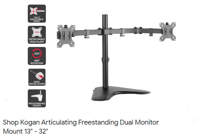 Kogan Articulating Freestanding Dual Monitor Mount