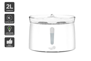 Pawever Pets 2L/21.6cm Triple Filter Water Fountain - White