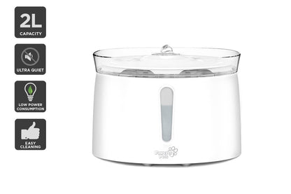Pawever Pets 2L/21.6cm Triple Filter Water Fountain - White