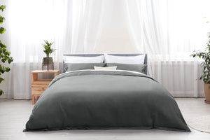Trafalgar Hotel Quality Queen Bed 1200TC Cotton Rich Quilt Cover Set - Grey