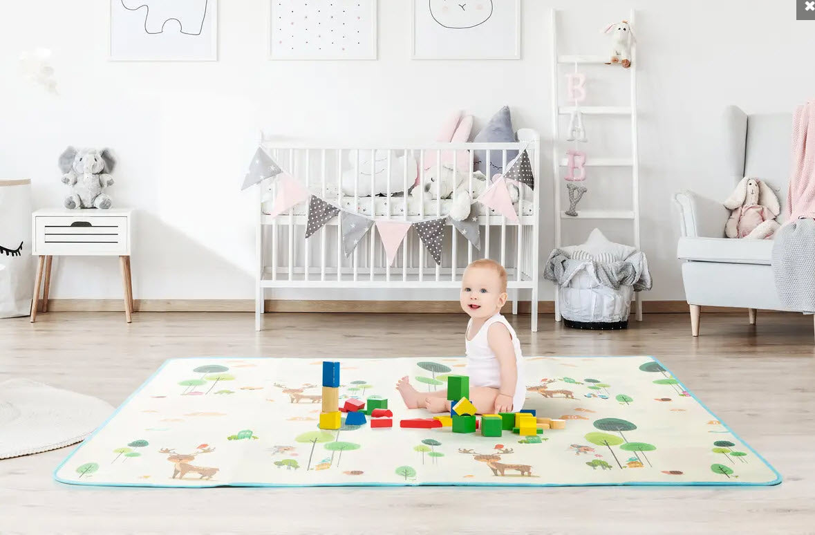 Reversible 2m x 1.8m Baby Floor Play Mat - Animals