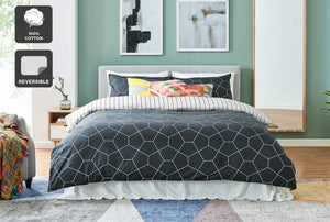 Ovela Danny 100% Cotton Reversible Quilt Cover Set (King)