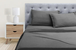 Ovela Cotton Flannelette Bed Sheet Set (Dark Grey, Queen)