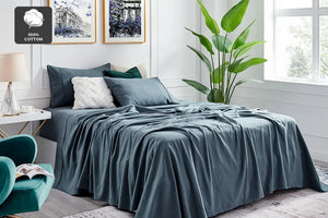 Matt Blatt Herringbone Cotton Flannelette Bed Sheets (King, Dark Grey)